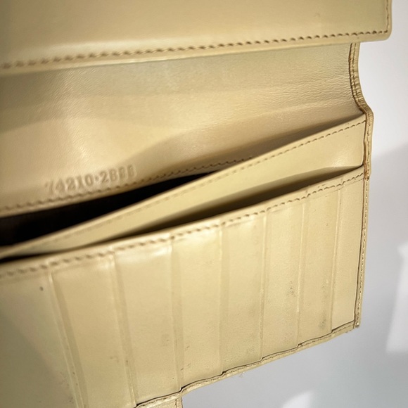 AUTHENTIC GUCCI GG SIGNATURE CANVAS LONG WALLET BEIGE IVORY LEATHER WITH BOX - Picture 6 of 12